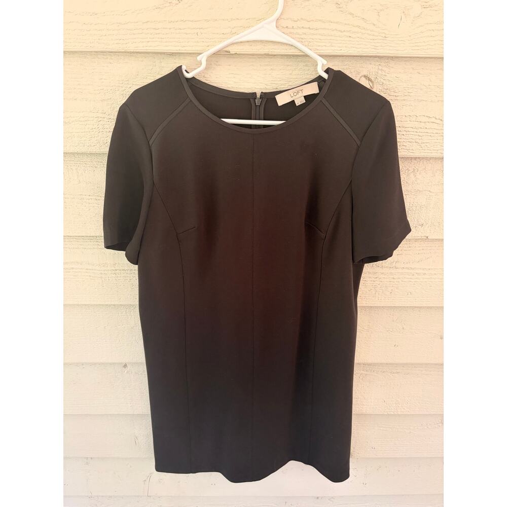 LOFT Ann Taylor Black Short Sleeve Top Blouse Zip Back Size 10 Workwear - Picture 7 of 10